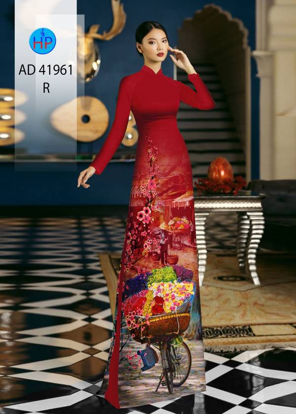 Vải Áo Dài Phong Cảnh Tết AD 41961 11
